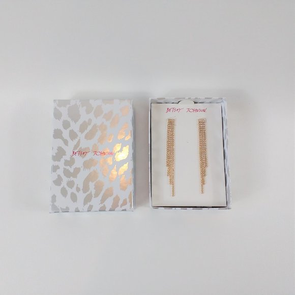 Betsey Johnson Goldtone Crystal Cascading Earrings - Picture 1 of 5